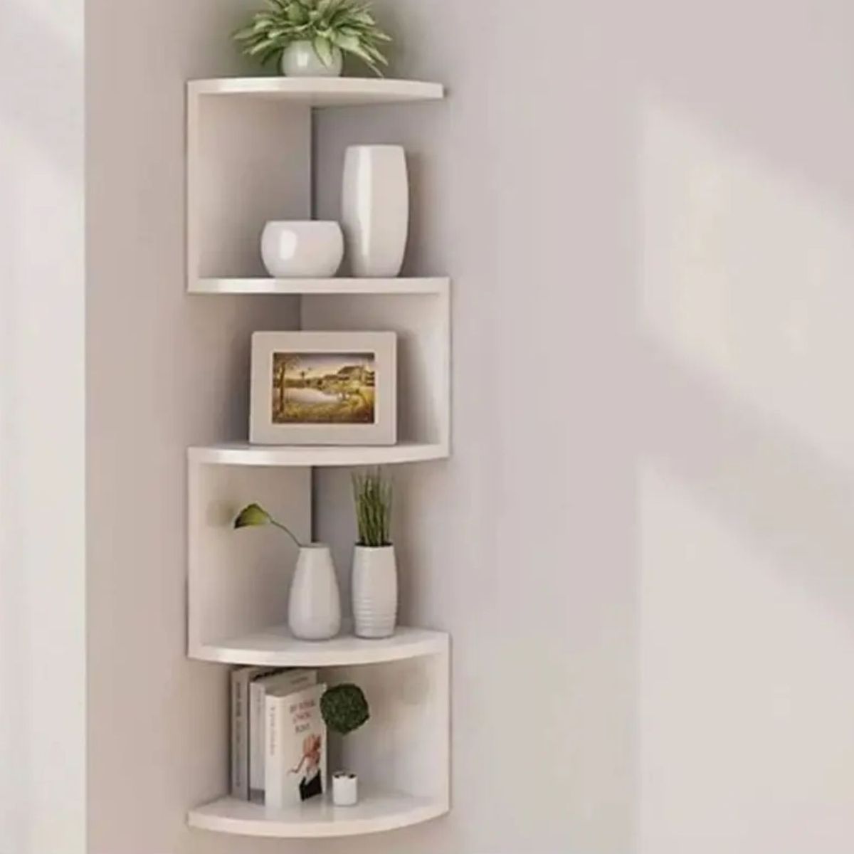 GENERICO - Repisa Esquinera Zig Zag Moderna 5 Niveles De Madera MDF