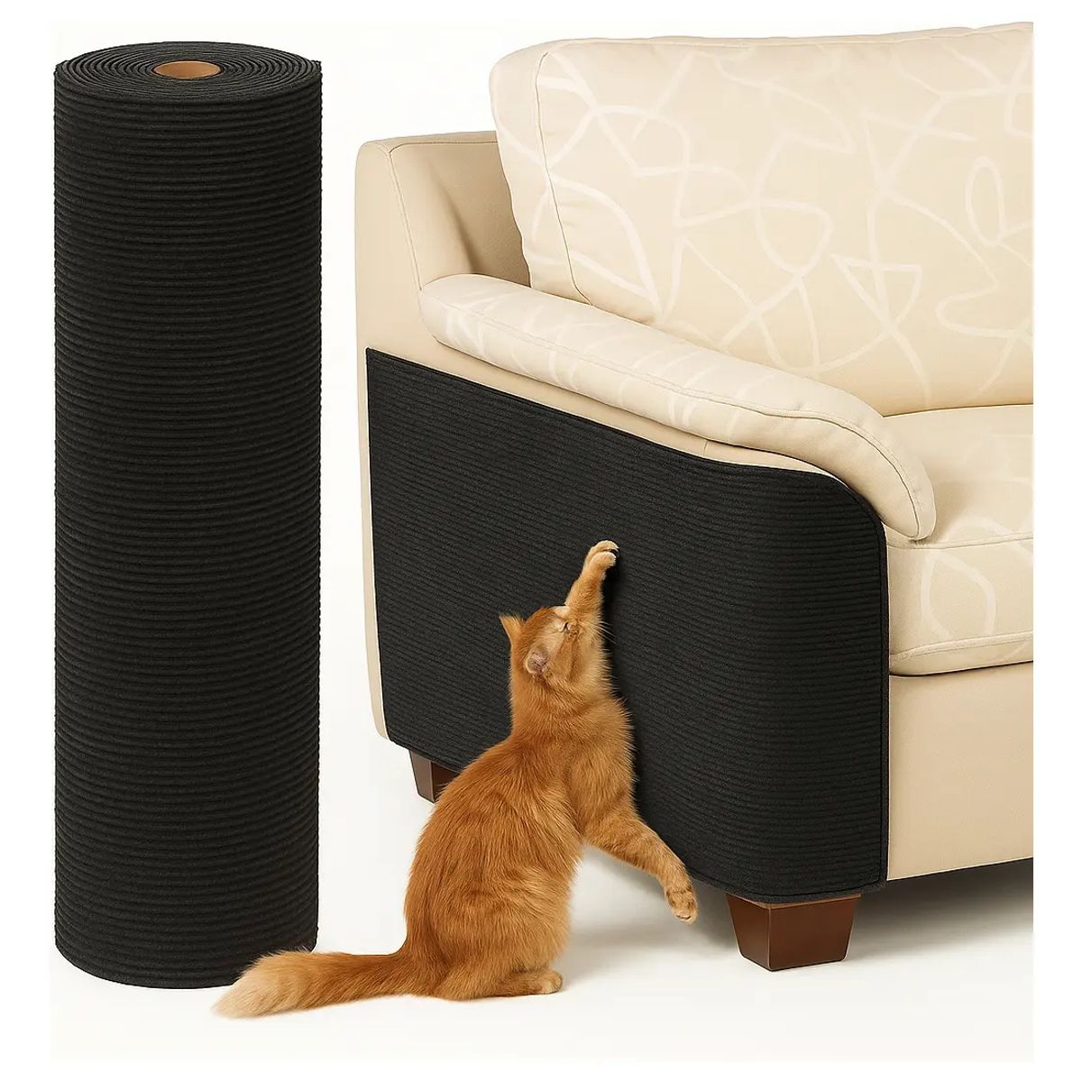 GENERICO - Rascador Autoadhesivo Antideslizante Sofa Gato Alta Resisten negro 30x60cm