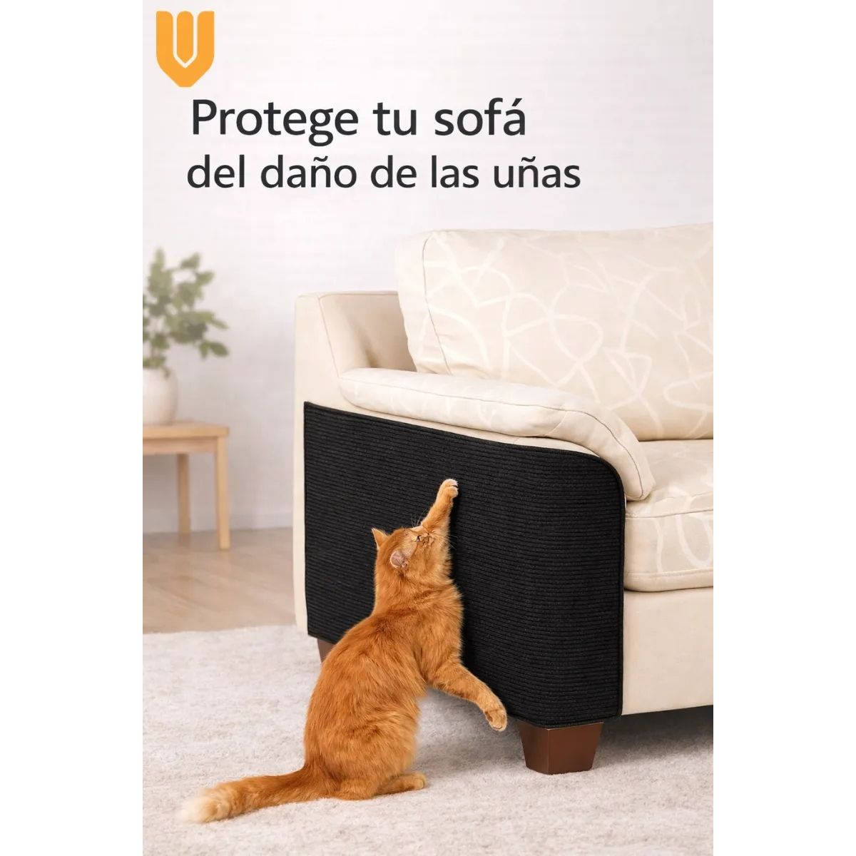 GENERICO - Tapete Gato Protege Sofa Evita Daño Muebles Resistente Hogar negro 30x60cm