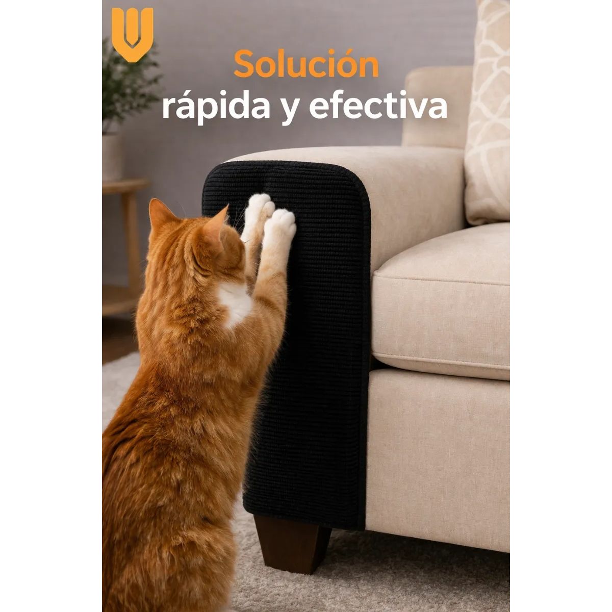 GENERICO - Protector Sillon Gato Rascador 30x60 Adhesivo Antiaranazos negro 30x60cm