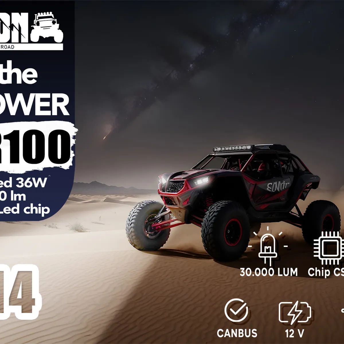 KOBO - Kit Turbo LED H4 IR100 Dakar 30.000 Lúmenes Canbus Luz Blanca 6500K Alta/Baja