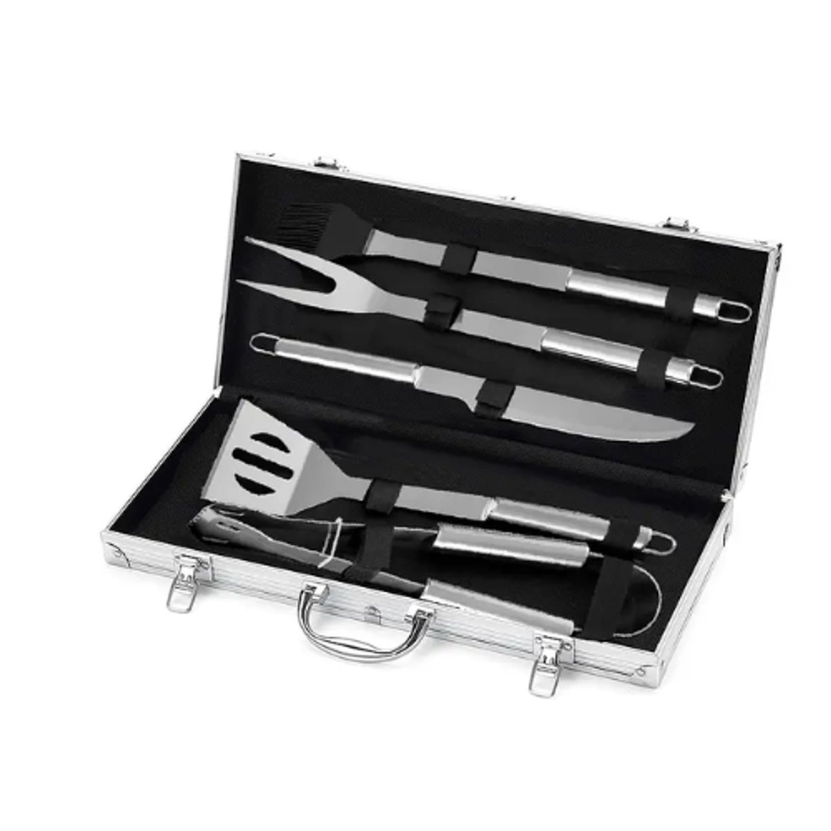 GENERICO - Set Parrillero Asado Barbacoa 5 Pcs En Maleta Kit Parrilla