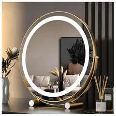 GENERICO - Espejo de Tocador 50CM Led Redondo 360 Dorado Taller Sin Fronteras