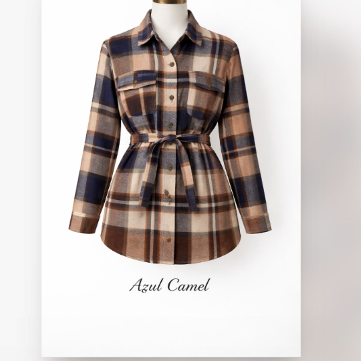 XPRESS RECHARGE - Sobrecamisa Mujer Cuadrillé con Lazo Ajustable  Chaqueta Camisa Premium Otoño Invierno