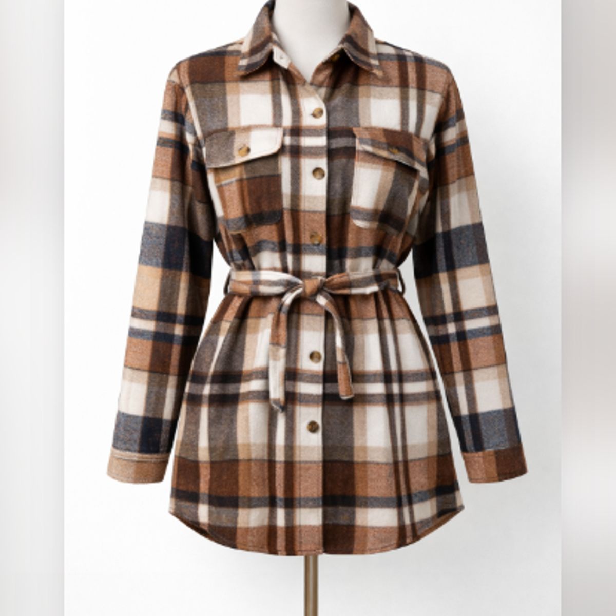 XPRESS RECHARGE - Sobrecamisa Mujer Cuadrillé con Lazo Ajustable  Chaqueta Camisa Premium Otoño Invierno