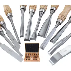 KUANGYE - Herramientas de tallado de madera, juego de 12 cinceles con mango de madera para grabados