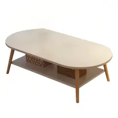 VIDA BUENAS - Mesa De Centro Dos Niveles 120x60x42cm Auxiliar Mesa Redonda