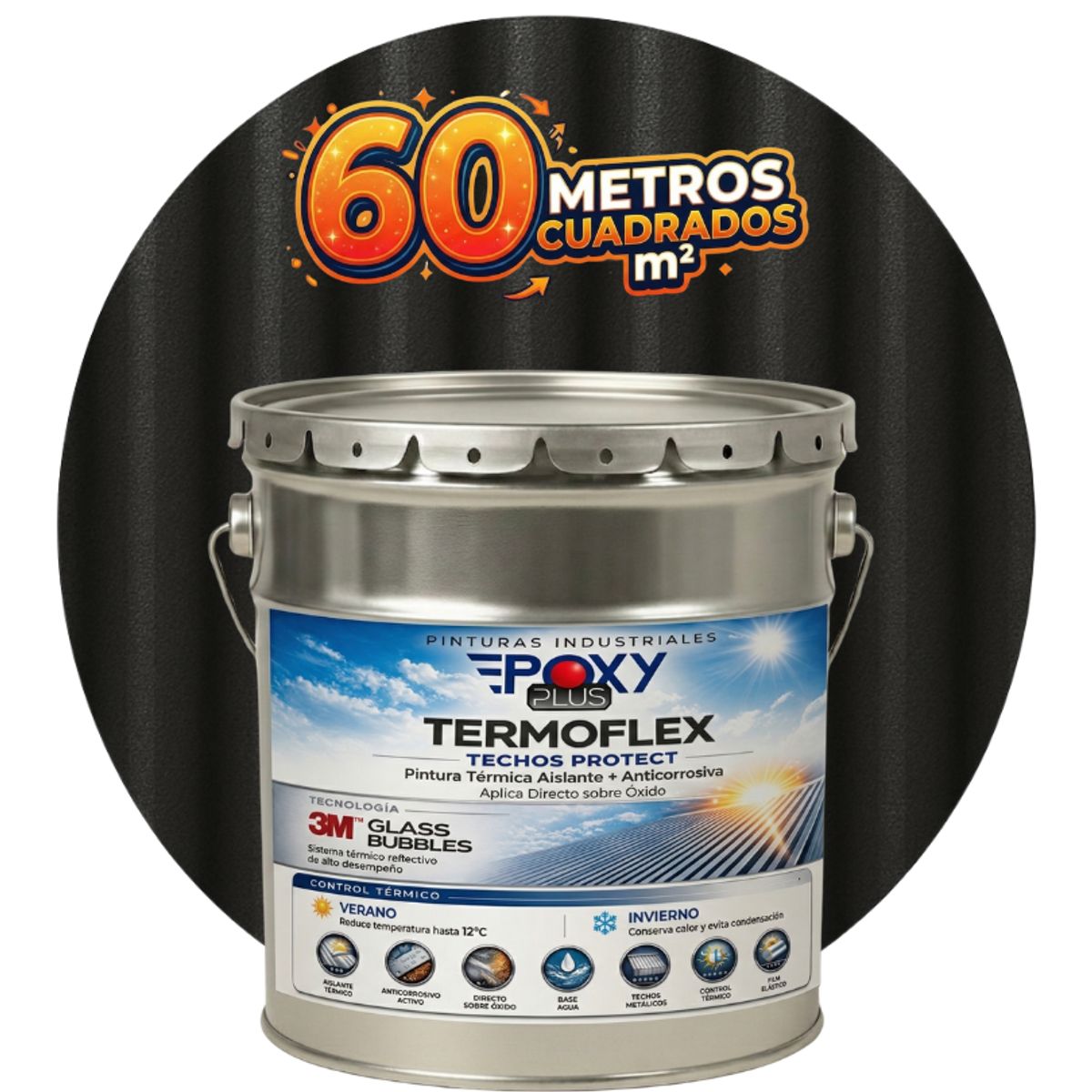 EPOXY - PINTURA TECHOS AISLANTE TERMICO - TERMOFLEX - TINETA 4G - NEGRO