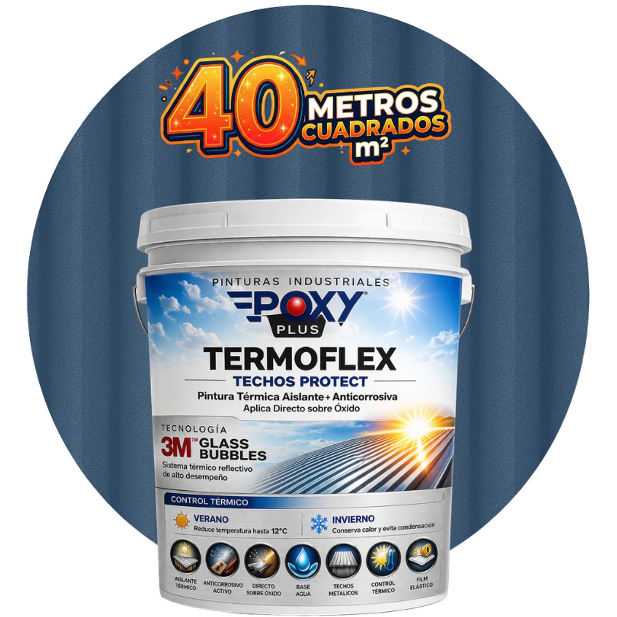 EPOXY - PINTURA TECHOS AISLANTE TERMICO - TERMOFLEX - TINETA 4G - AZUL PIZARRA