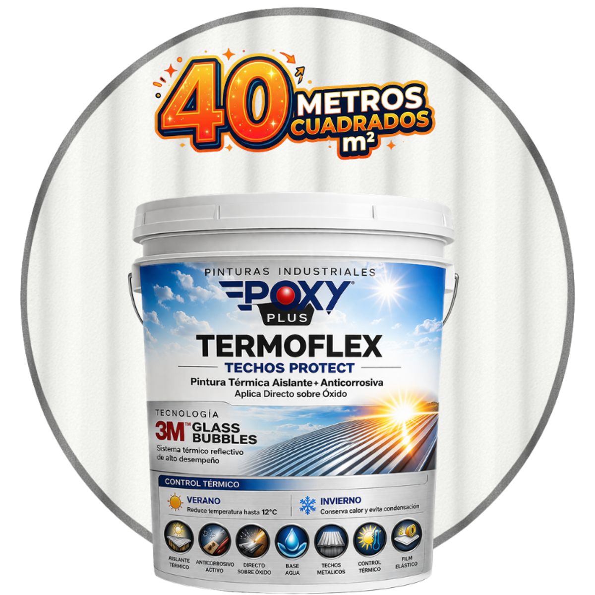 EPOXY - PINTURA TECHOS AISLANTE TERMICO - TERMOFLEX - TINETA 10L - BLANCO