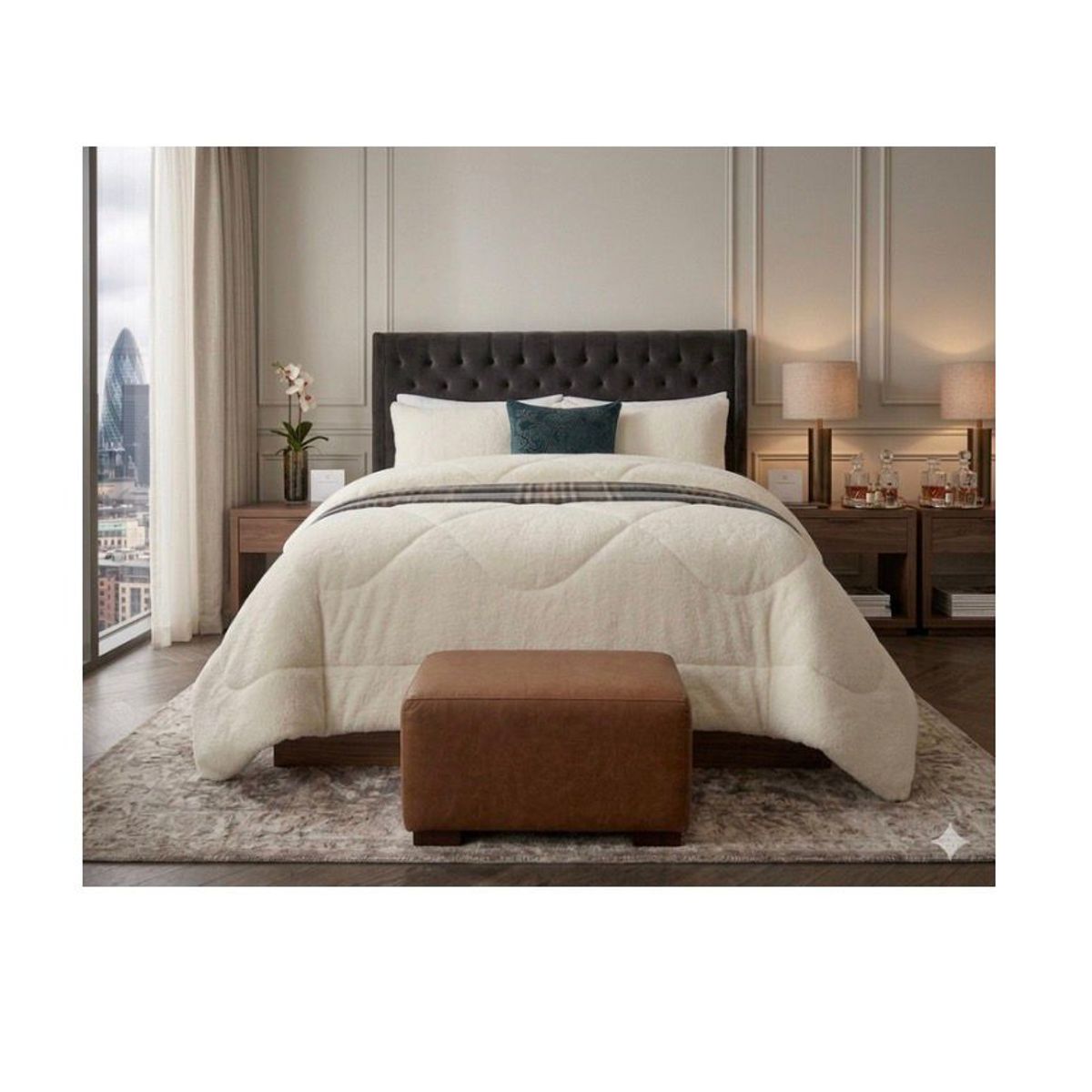 GENERICO - plumon grande King diseño MARFIL  Plush con chiporro