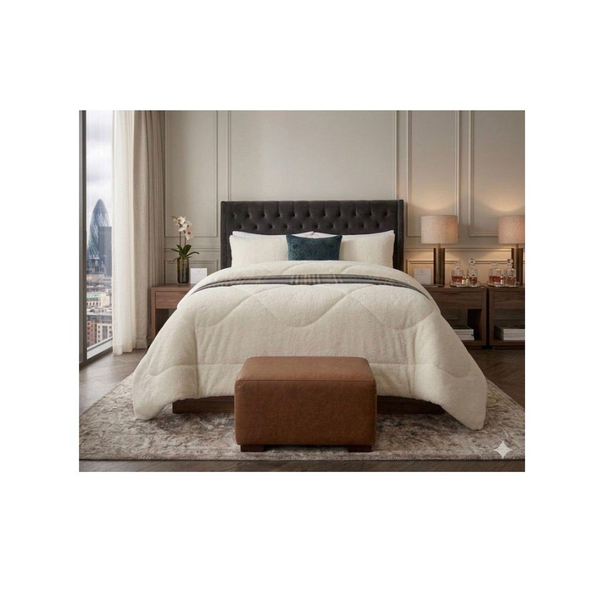 GENERICO - plumon grande King diseño MARFIL  Plush con chiporro