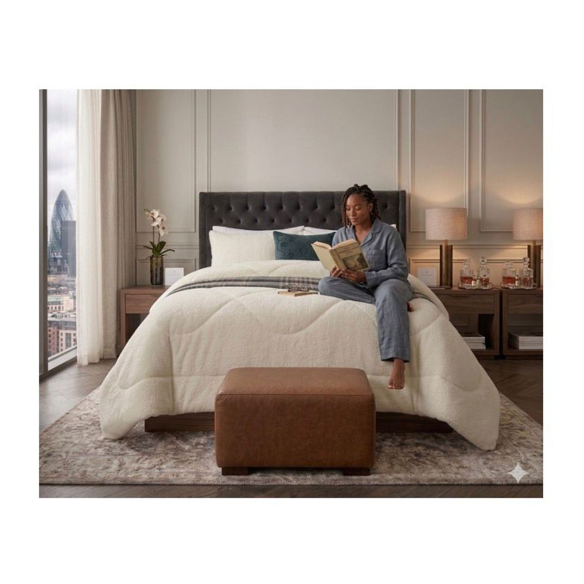 GENERICO - plumon grande King diseño MARFIL  Plush con chiporro