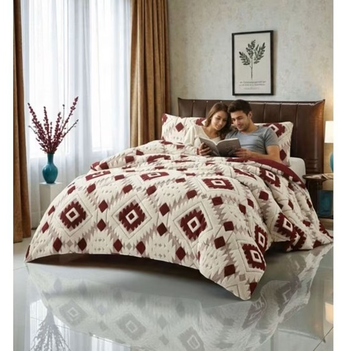 GENERICO - COBERTOR DE INVIERNO  SHERPA JACQUARD CUTTING DE ALGODON