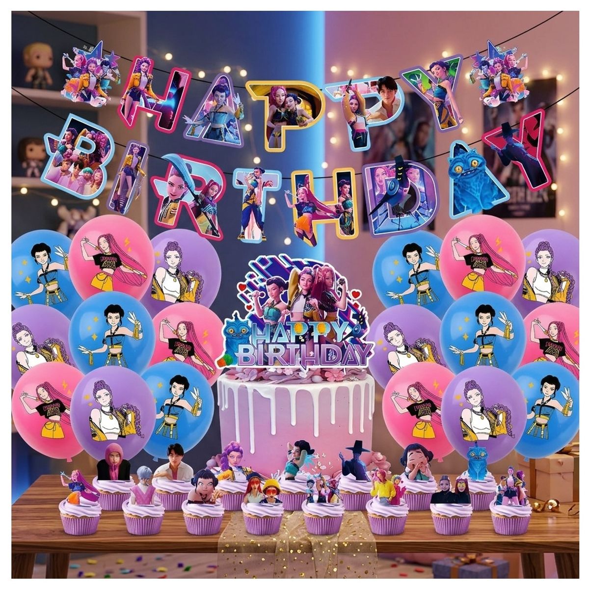 GENERICO - Set Cumpleaños Guerreras K-pop Cotillón Demon Hunter