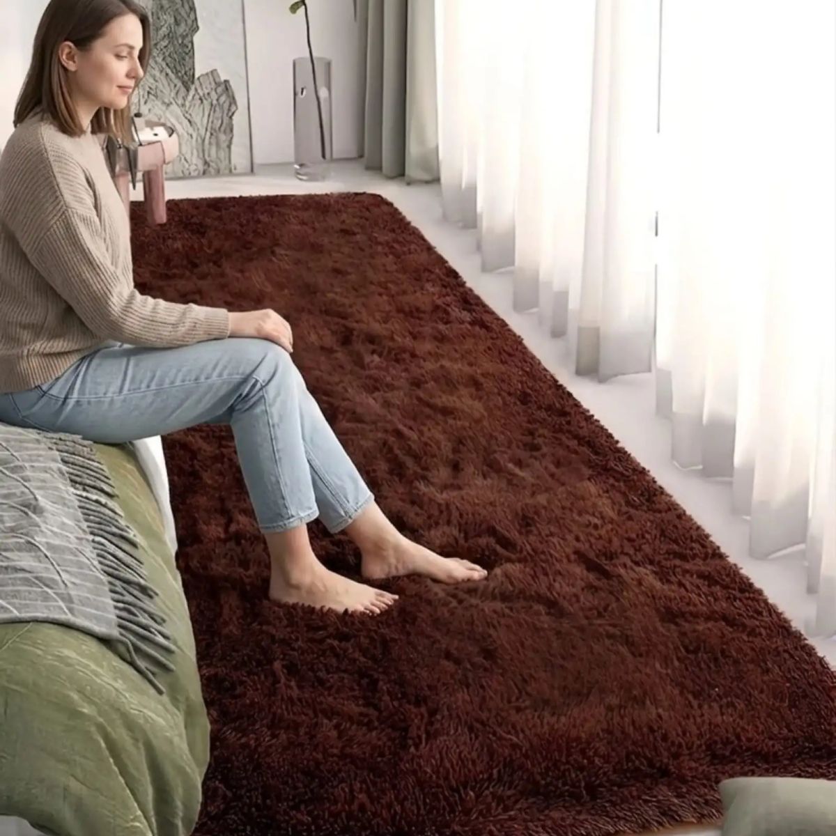 GENERICO - Set de 2 Alfombra Pasillera Shaggy 70x150 cm Pelo Largo