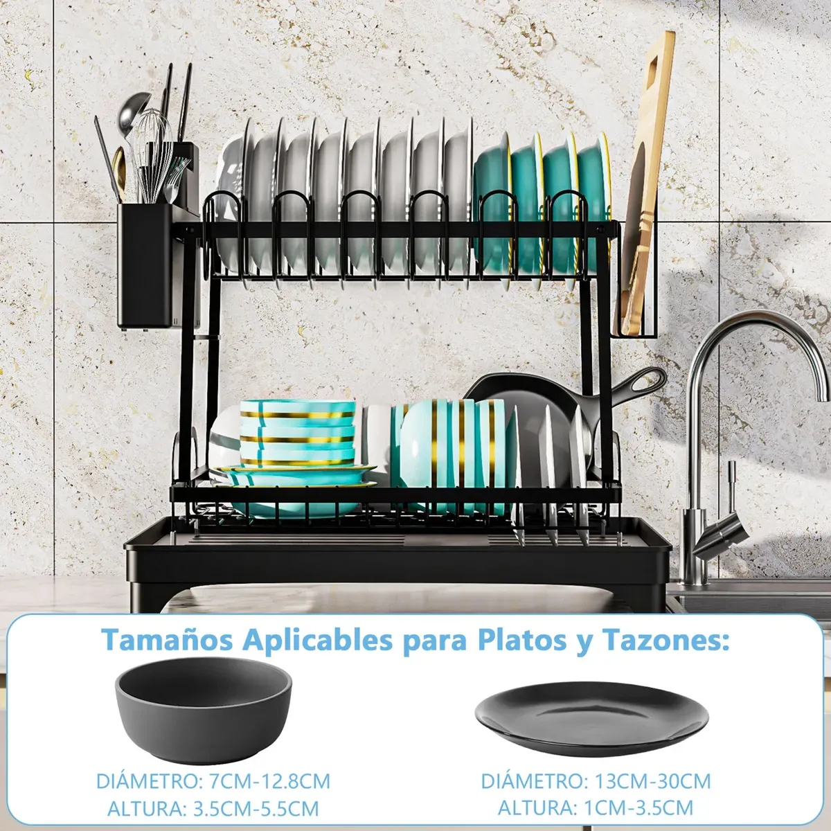 GENERICO - Escurridor de Platos 2 Niveles con Drenaje