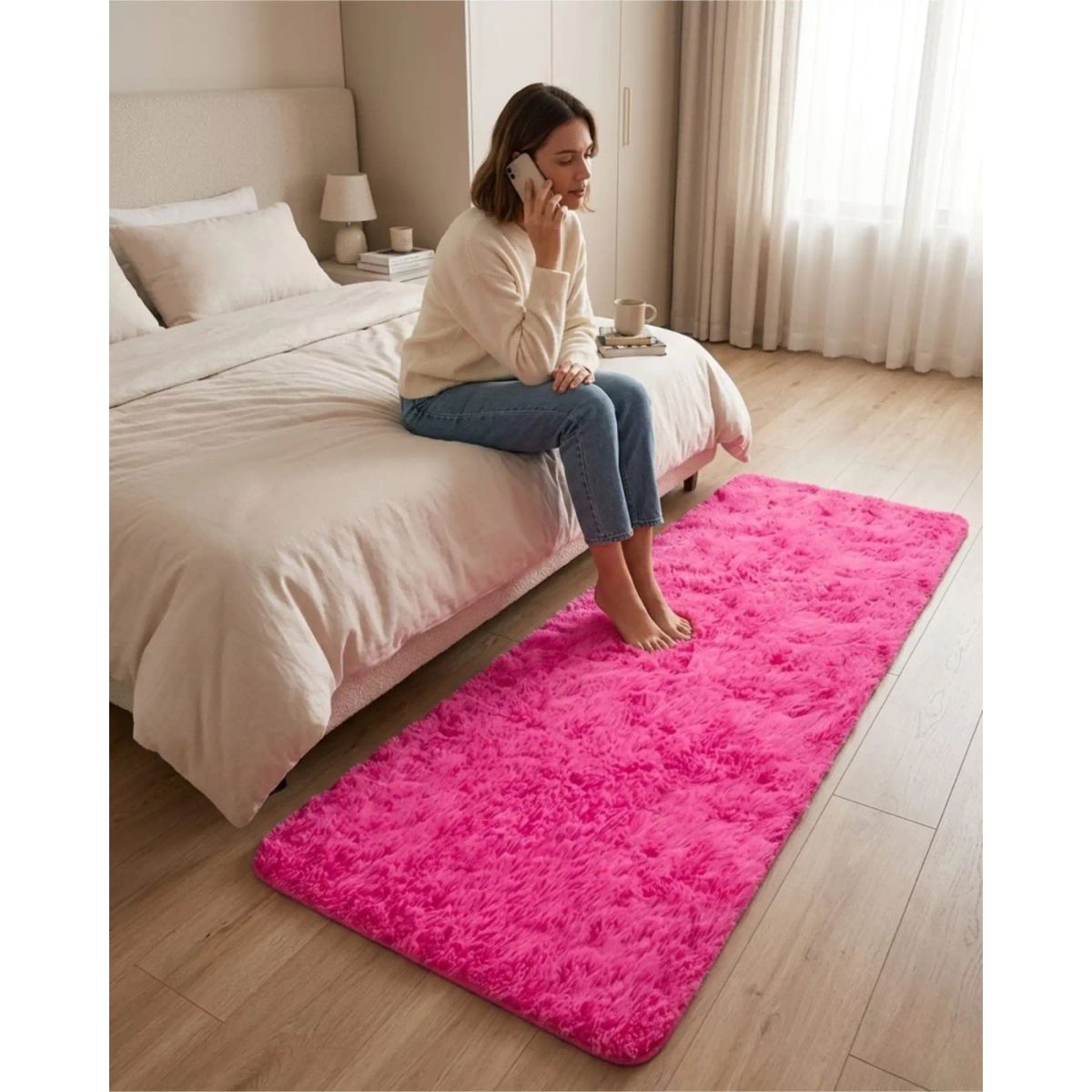 GENERICO - Set de 2 Alfombra Pasillera Shaggy 70x150 cm Pelo Largo