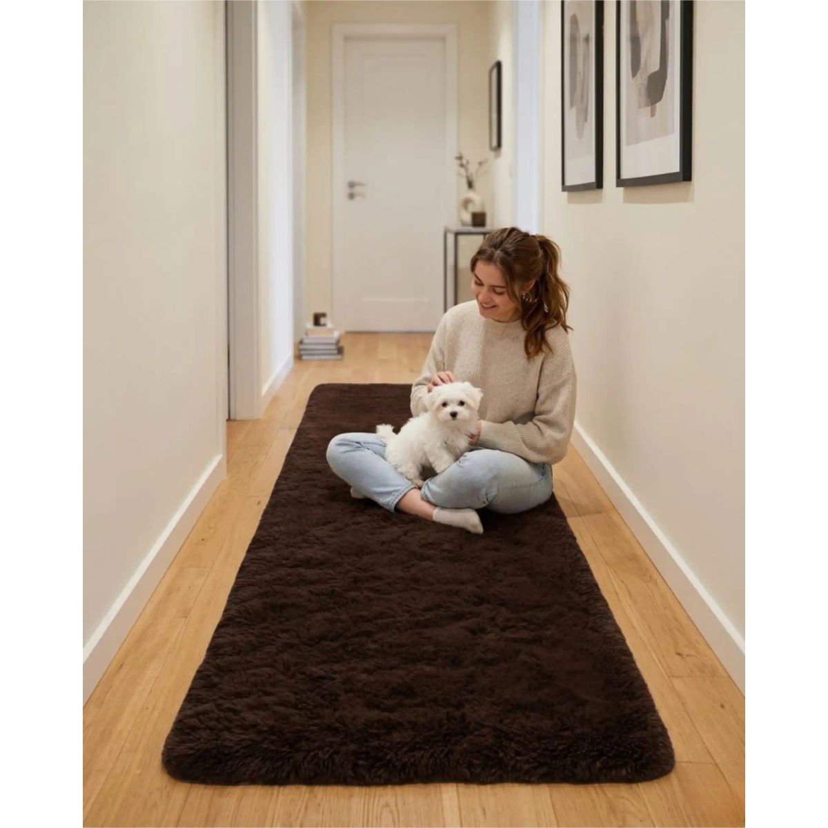 GENERICO - Set de 2 Alfombra Pasillera Shaggy 70x150 cm Pelo Largo