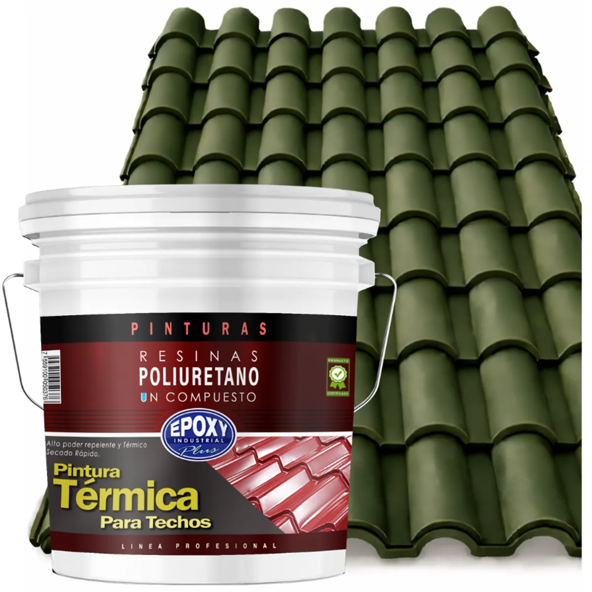 EPOXY - PINTURA TECHOS AISLANTE TERMICO - TINETA 10L - VERDE MUSGO
