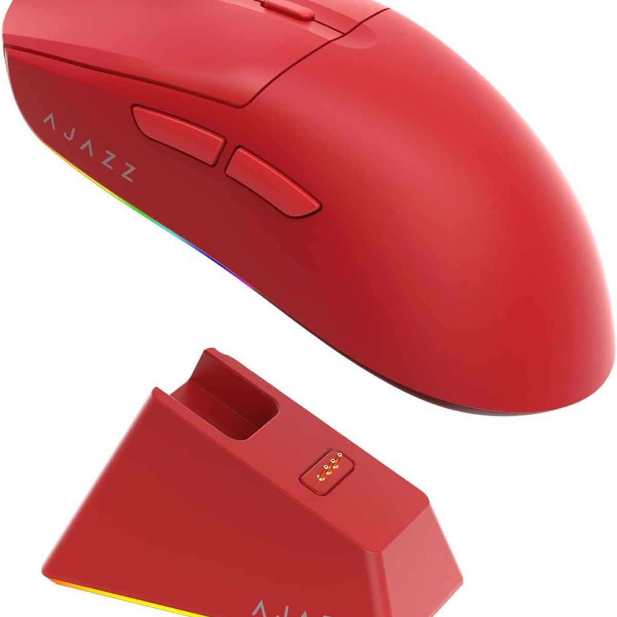 ADN - Ratón Gamer AJAZZ AJ139 V2 Rojo con base de carga ajustable 12000 DPI sensor PAW3311