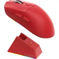 ADN - Ratón Gamer AJAZZ AJ139 V2 Rojo con base de carga ajustable 12000 DPI sensor PAW3311