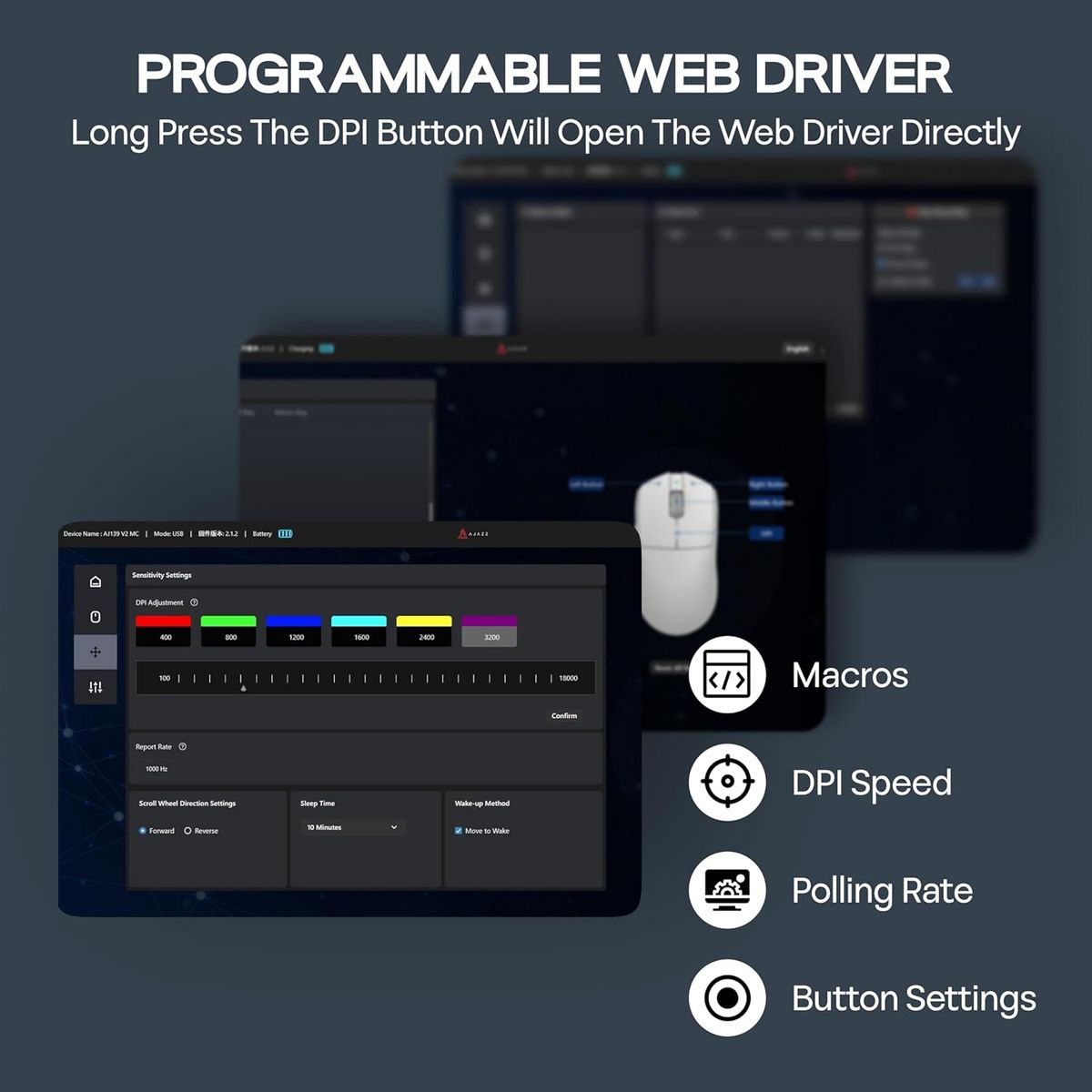 ADN - Ratón Gamer AJAZZ AJ139 V2 Rojo con base de carga ajustable 12000 DPI sensor PAW3311