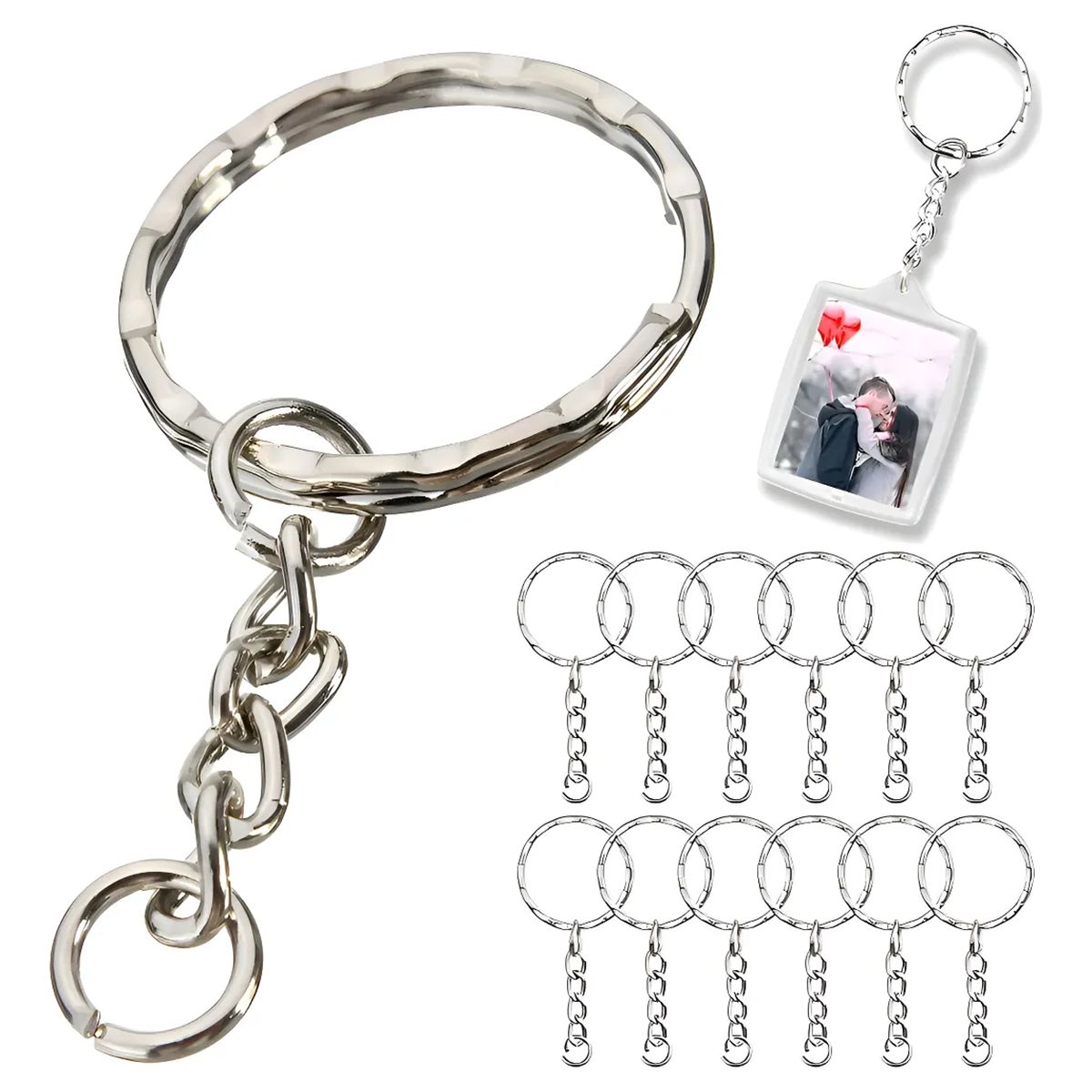 GENERICO - Pack 500 Argollas Llavero 25mm Incluye Cadena Y Argolla Unio