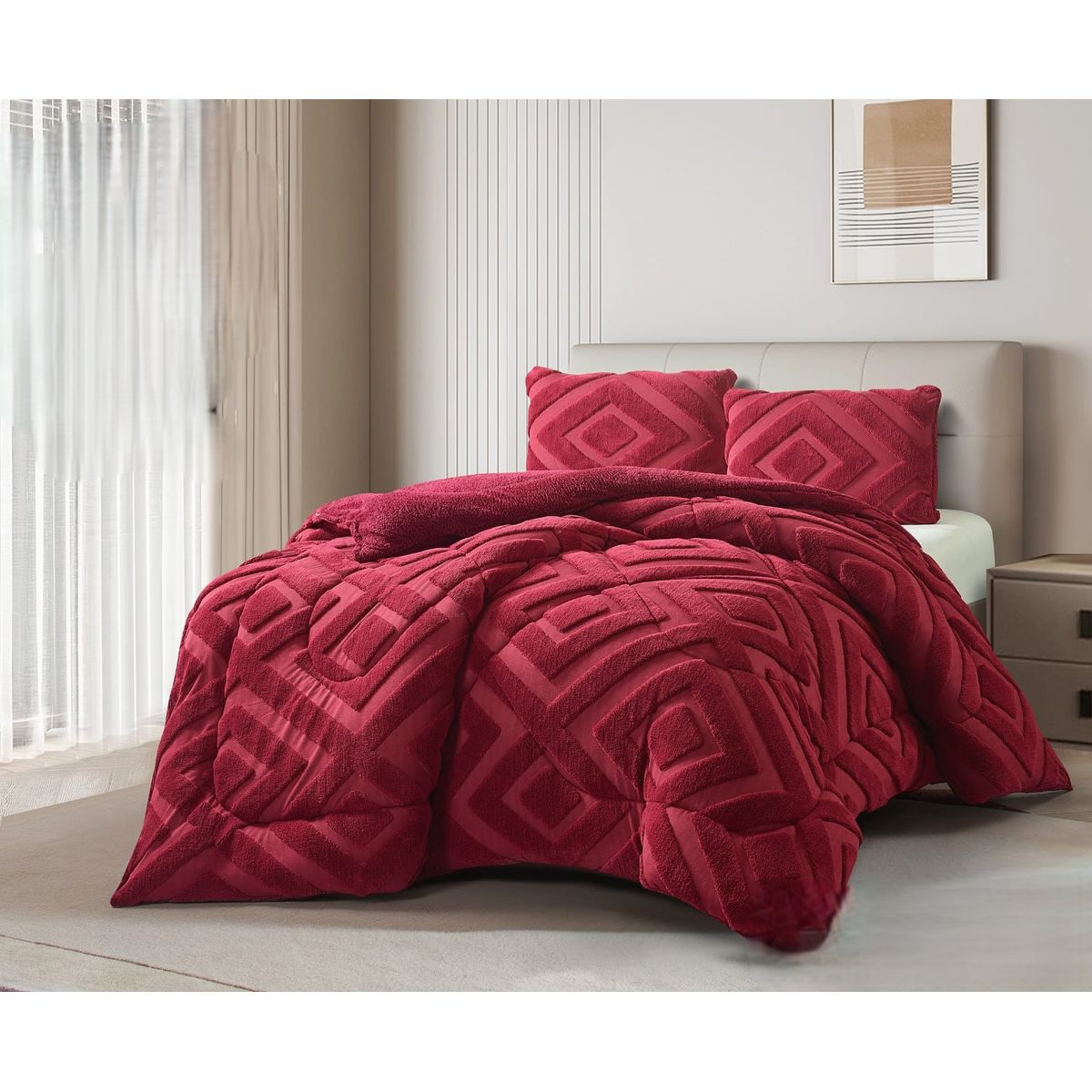 GENERICO - COBERTOR DE INVIERNO  SHERPA JACQUARD CUTTING DE ALGODON