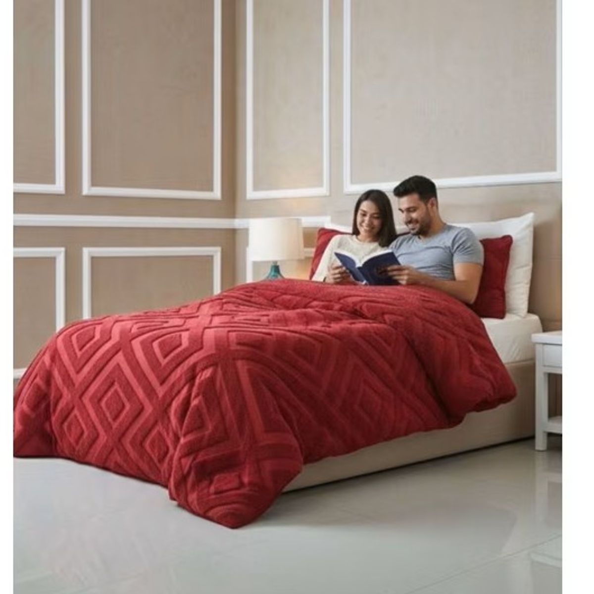 GENERICO - COBERTOR DE INVIERNO  SHERPA JACQUARD CUTTING DE ALGODON