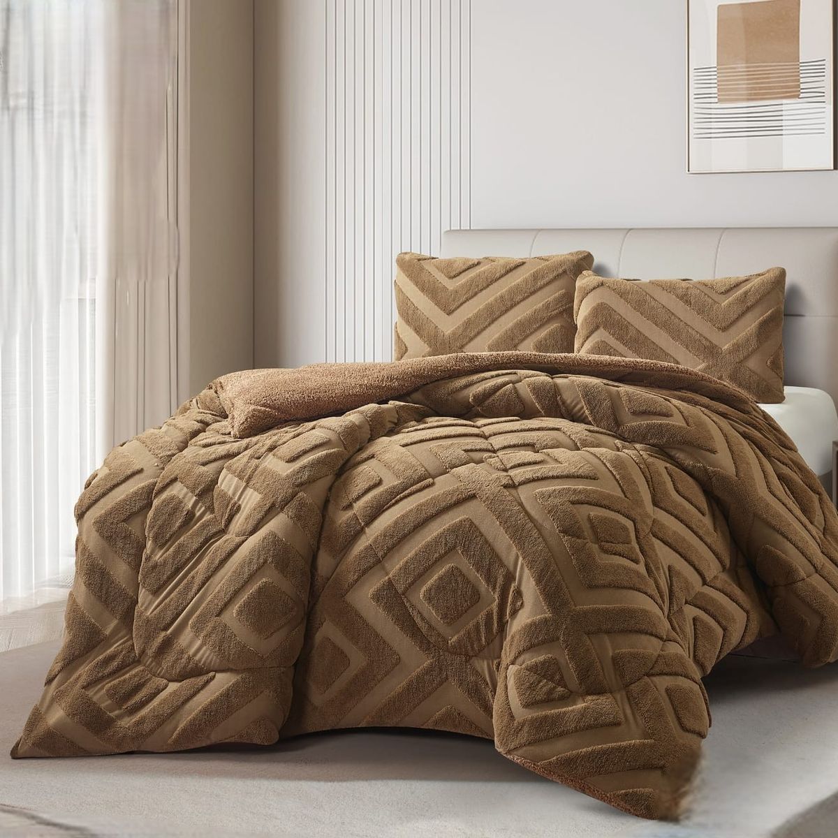 GENERICO - COBERTOR DE INVIERNO  SHERPA JACQUARD CUTTING DE ALGODON