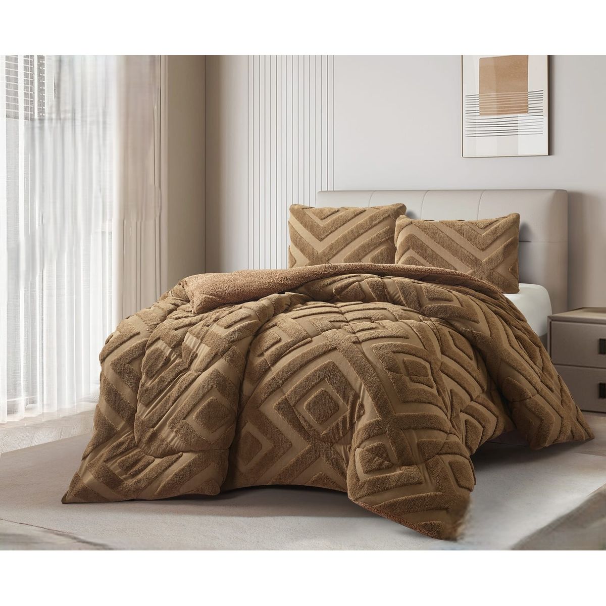 GENERICO - COBERTOR DE INVIERNO  SHERPA JACQUARD CUTTING DE ALGODON