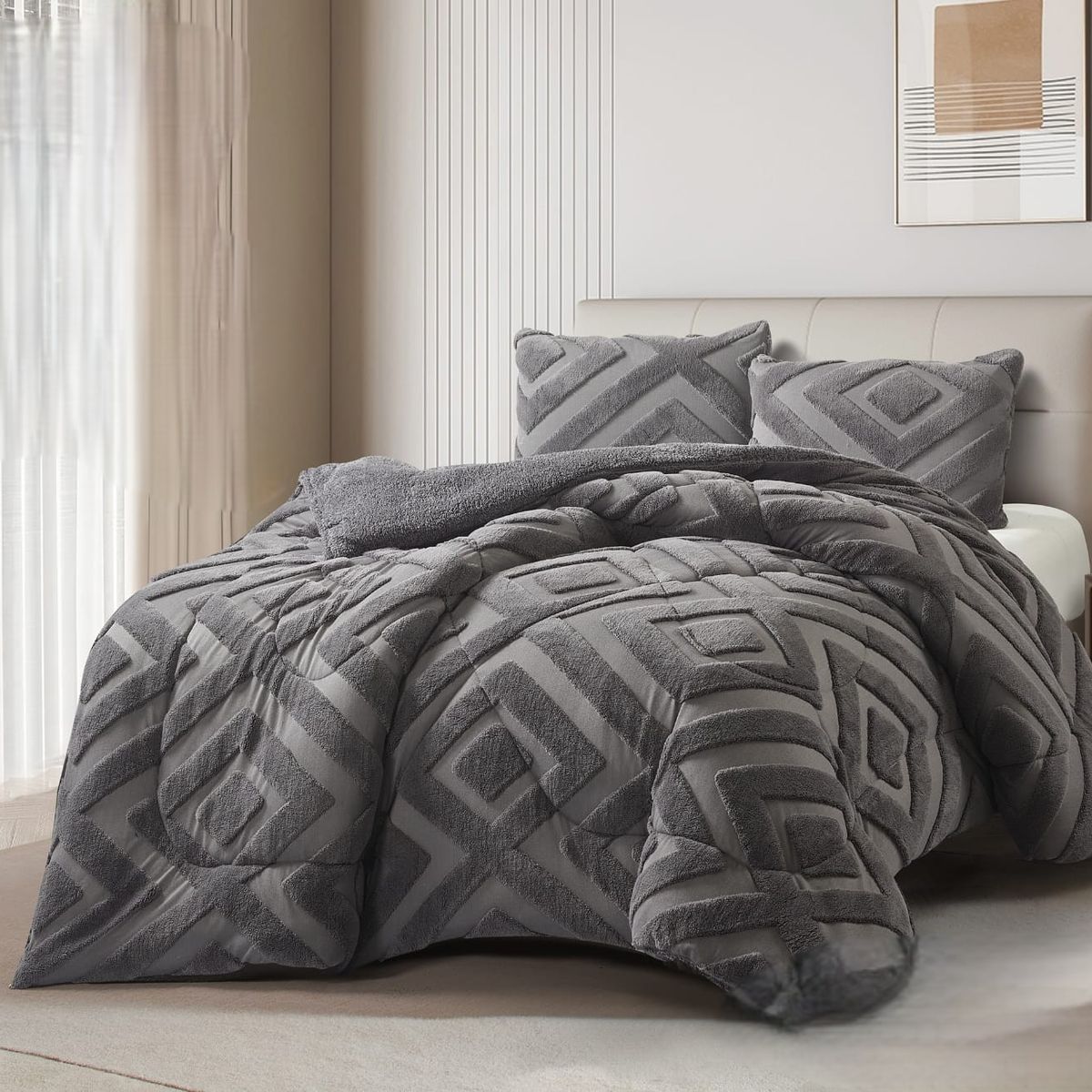 GENERICO - COBERTOR DE INVIERNO  SHERPA JACQUARD CUTTING DE ALGODON