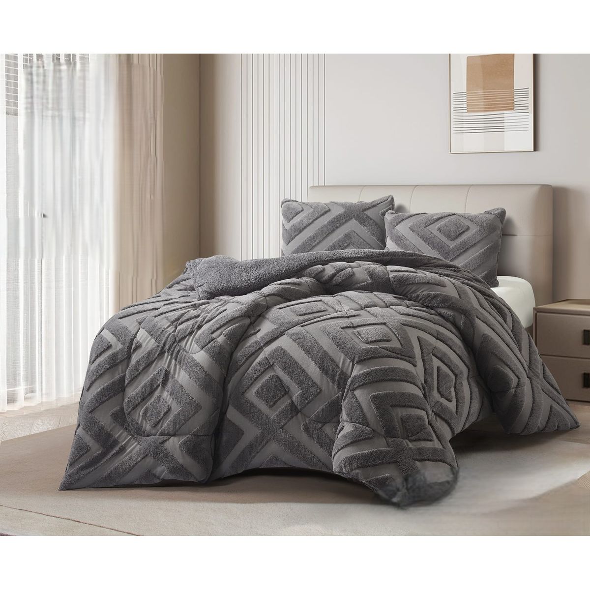 GENERICO - COBERTOR DE INVIERNO  SHERPA JACQUARD CUTTING DE ALGODON