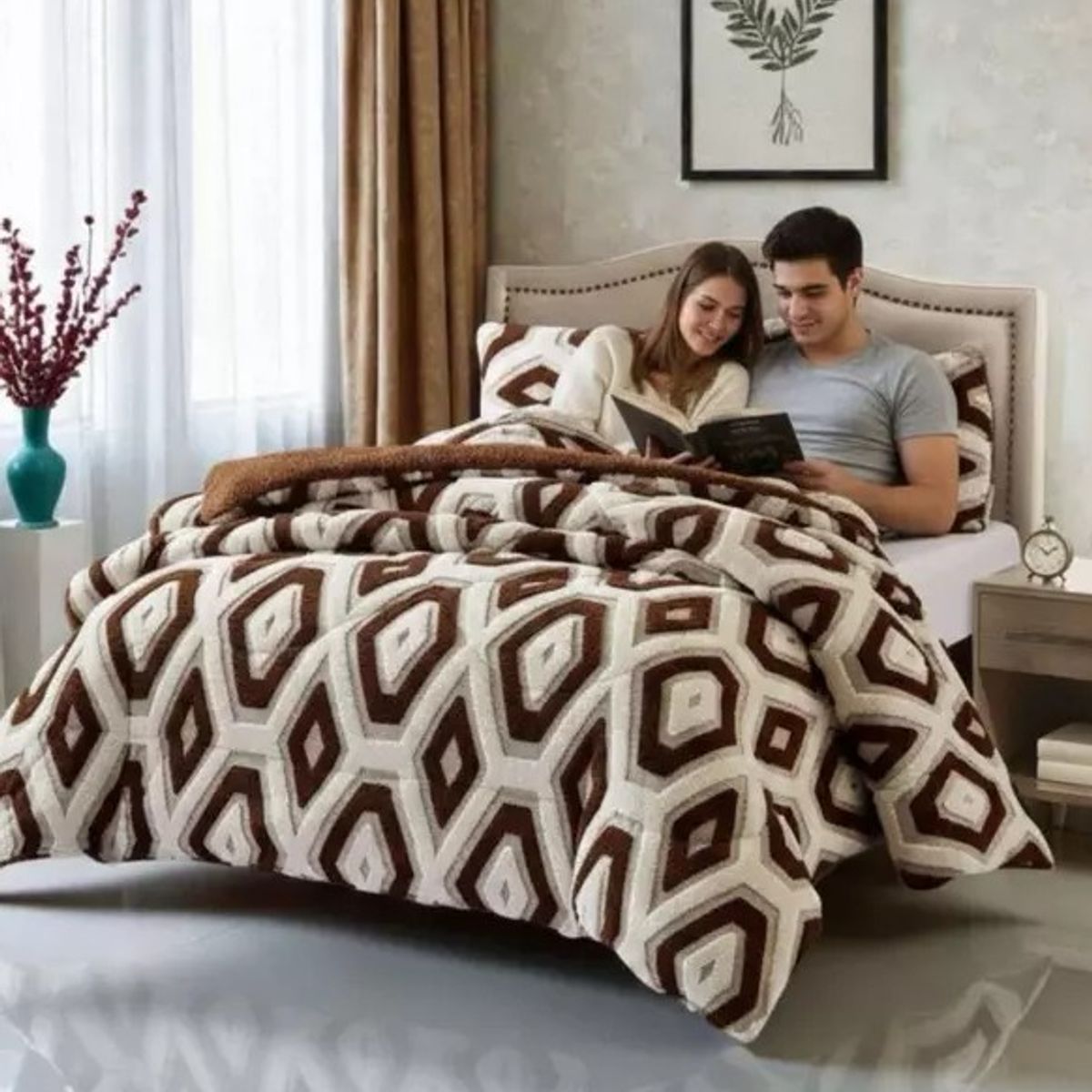 GENERICO - COBERTOR DE INVIERNO  SHERPA JACQUARD CUTTING DE ALGODON