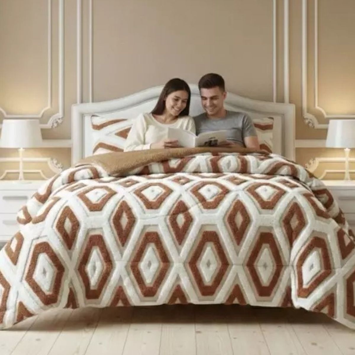 GENERICO - COBERTOR DE INVIERNO  SHERPA JACQUARD CUTTING DE ALGODON