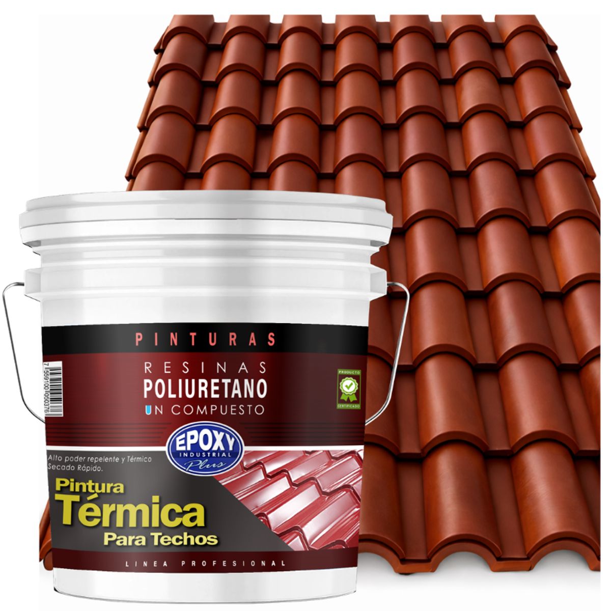 EPOXY - PINTURA TECHOS AISLANTE TERMICO - TINETA 15L - TERRACOTA OSCURO