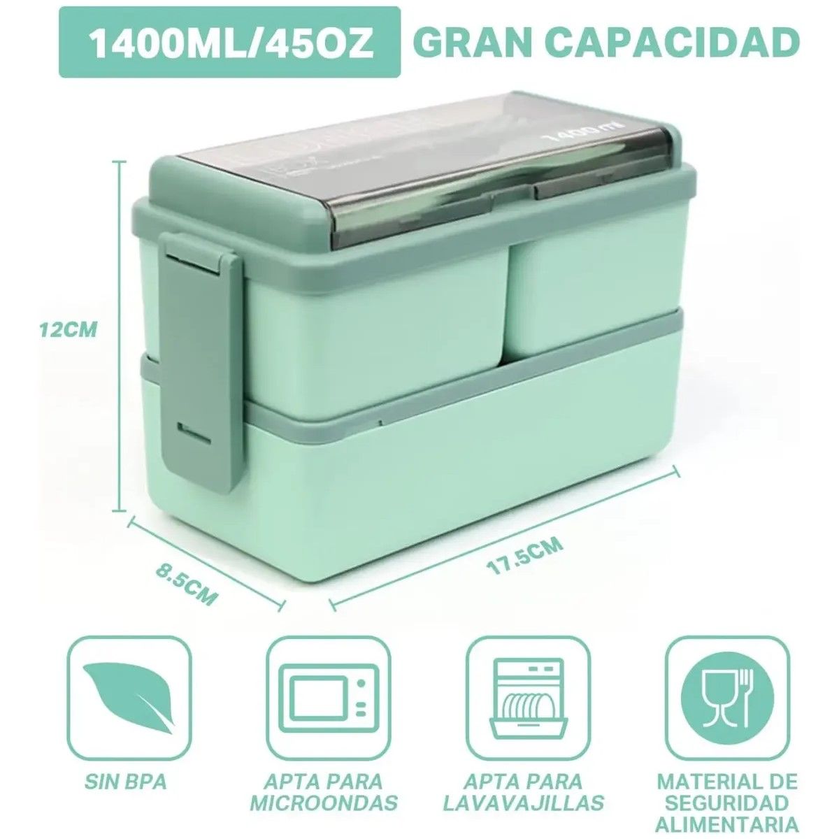 GENERICO - Lonchera Bento Box 3 Compartimientos + Cuchara Y Tenedor BELUG