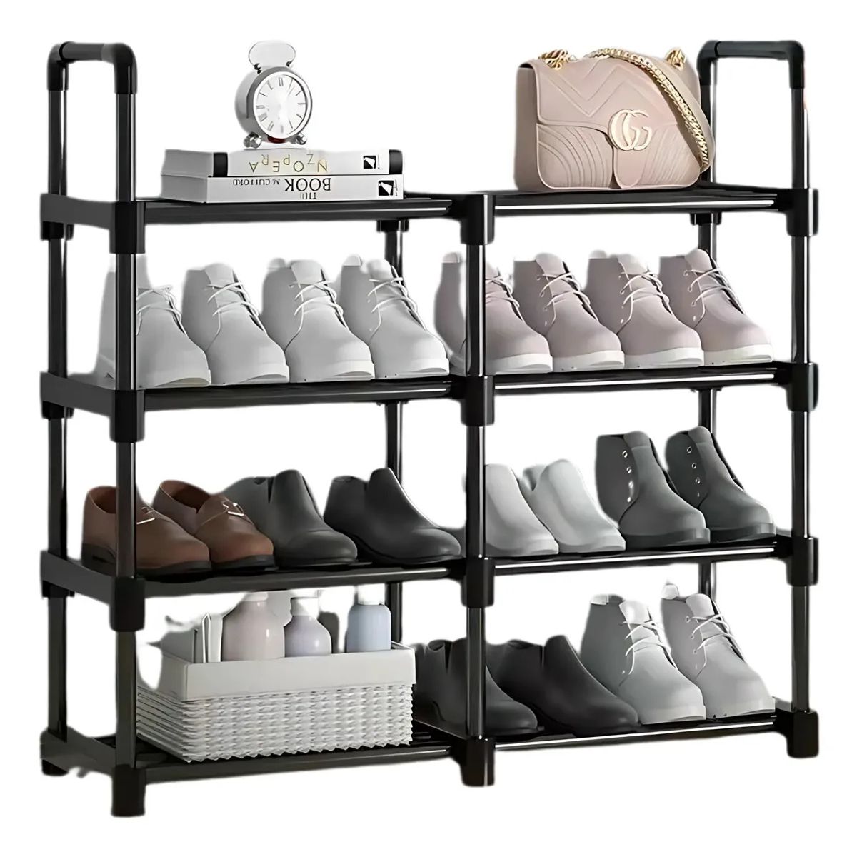 GENERICO - Zapatero Grande 4 Niveles Estante Para Zapatos Acero Desmontable Para Hogar 16 Pares