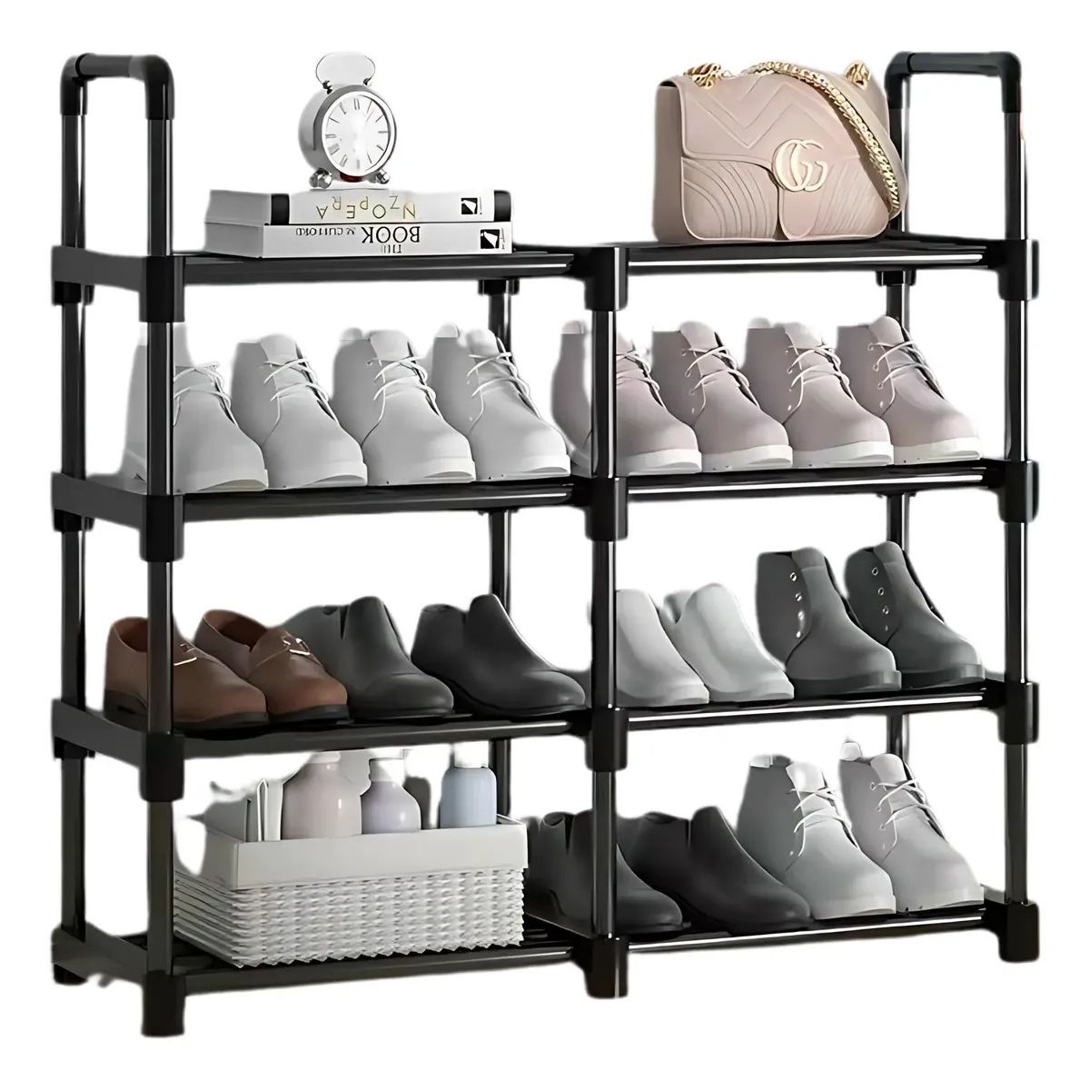 GENERICO - Zapatero Grande 4 Niveles Estante Para Zapatos Acero Desmontable Para Hogar 16 Pares