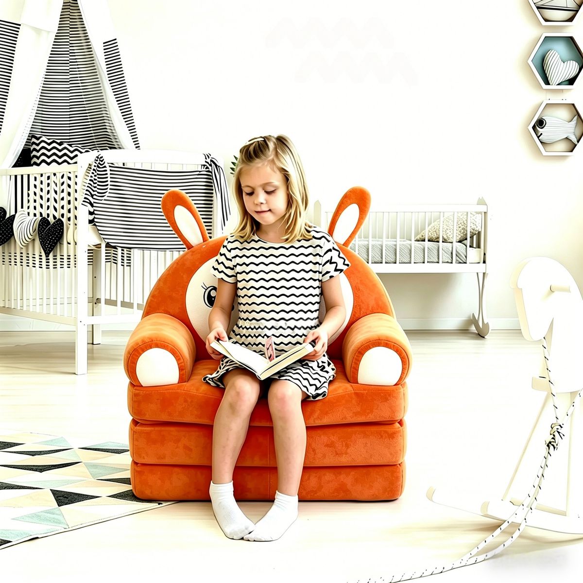 VIDA BUENAS - Sofá Cama Plegable Infantil, Terciopelo de Cristal, Espuma HR