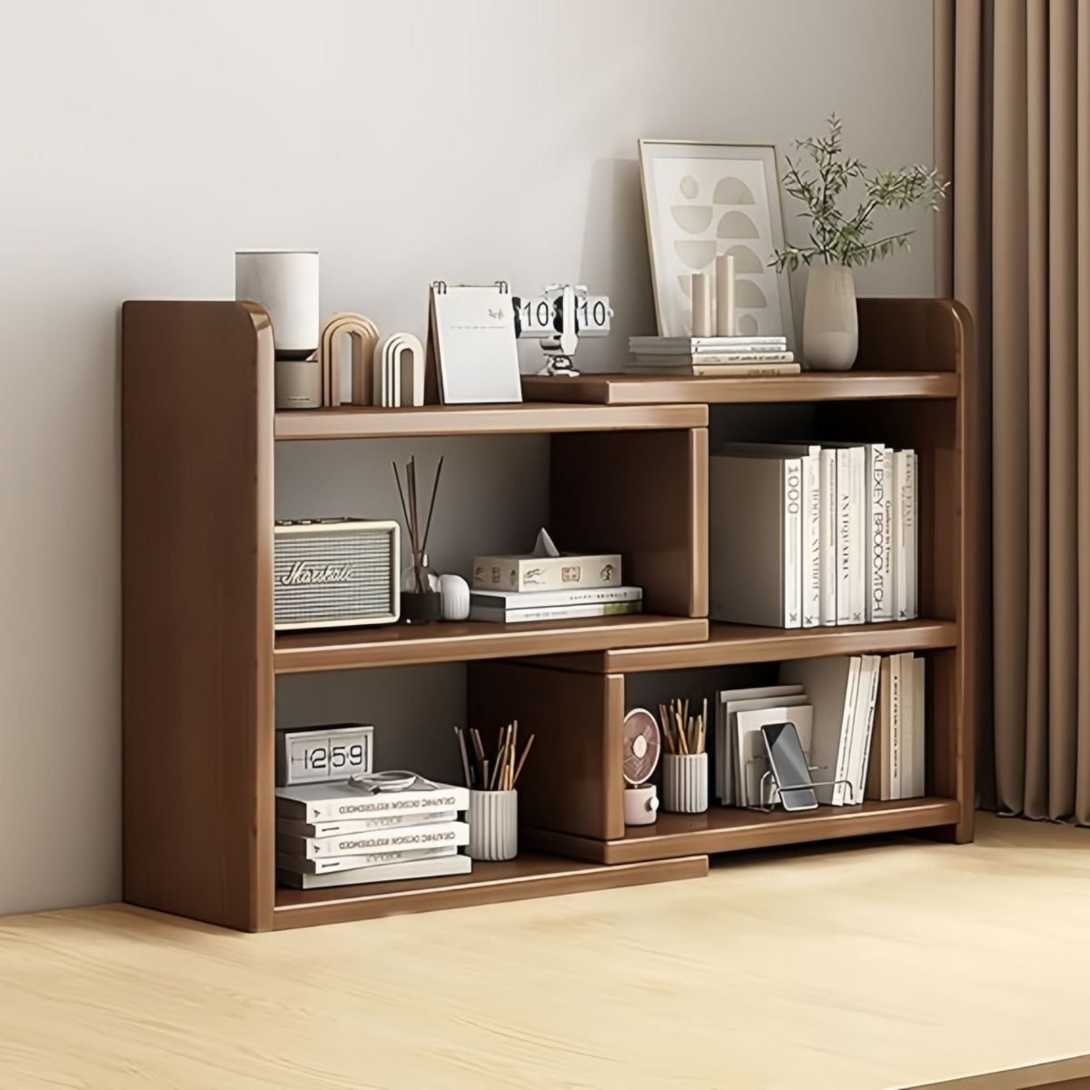 VIDA BUENAS - Estante Organizador Multifuncional de Madera , Extensible, Librero para Hogar y Oficina