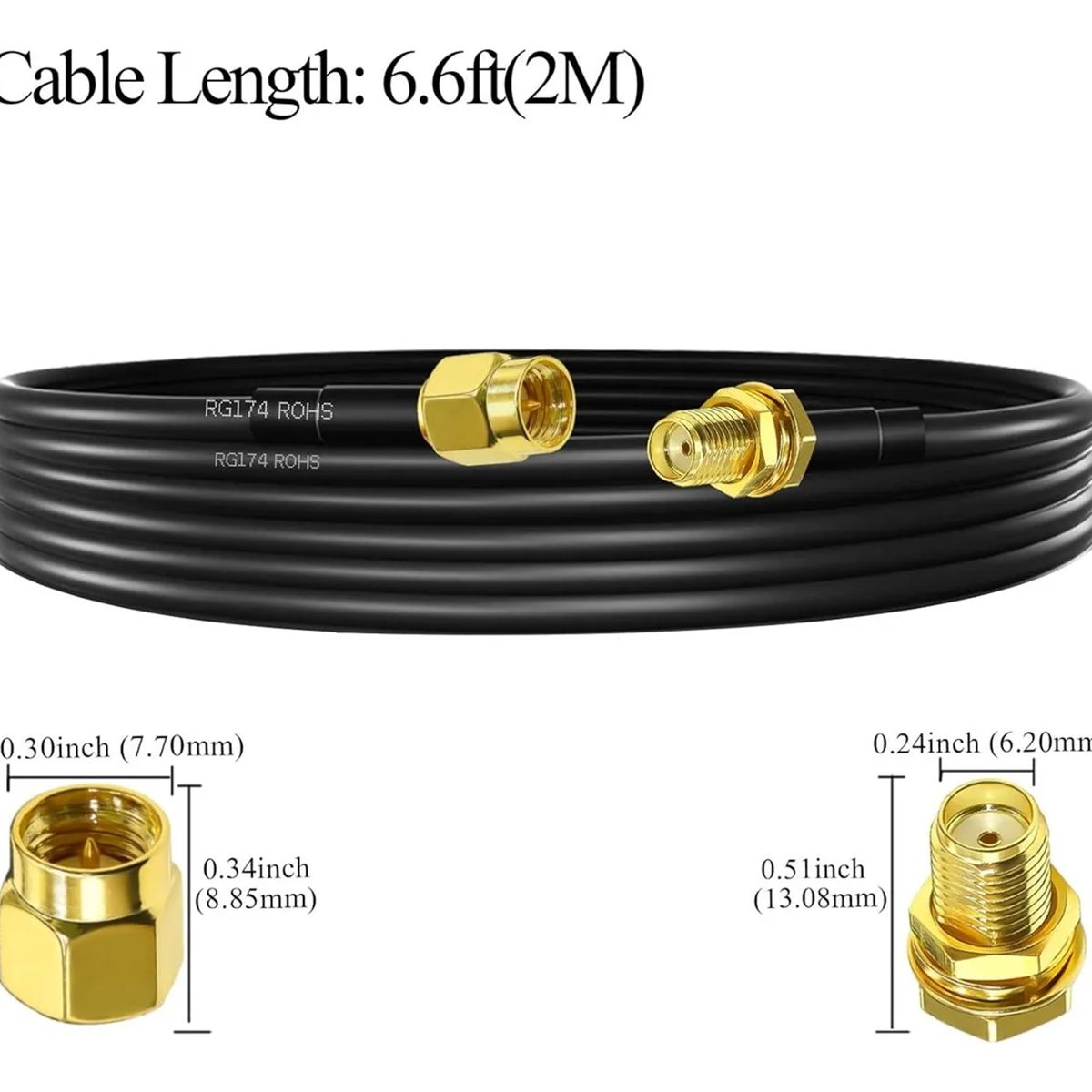 GENERICO - Cable Extensor Pigtail Sma Rg174 Coaxial 10 Metros [ Max ]