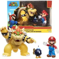 JAKKS PACIFIC - Figuras Mario Bros Vs Bowser Set Batalla de Lava Nintendo