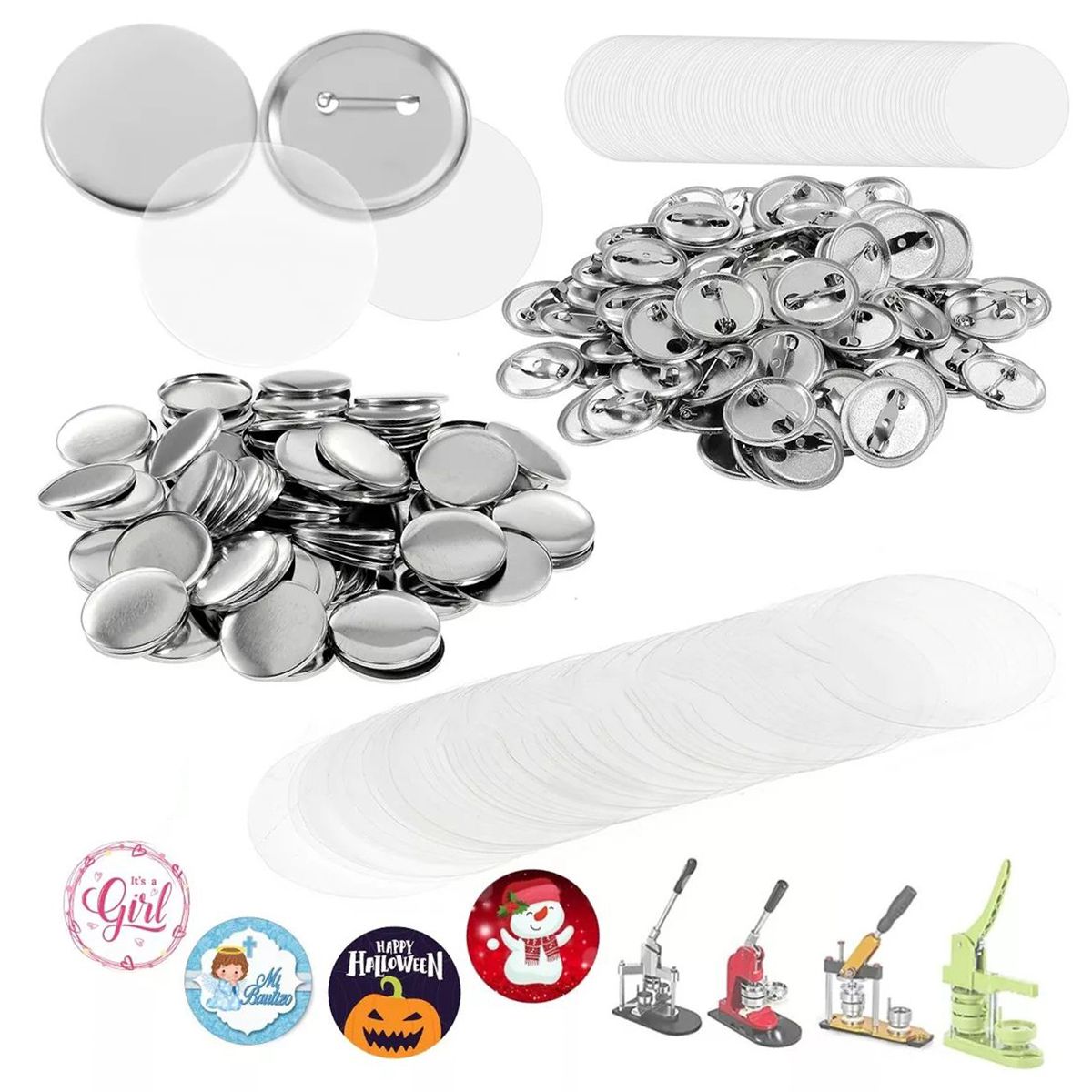KUANGYE - 100 Botones 25mm Chapita Alfiler Metal Filimina Insumo