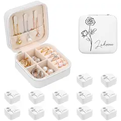 SLOWTON - Joyero Portátil Caja Organizadora Joyas Anillo Collar Estampado De Rosas 12 PCS