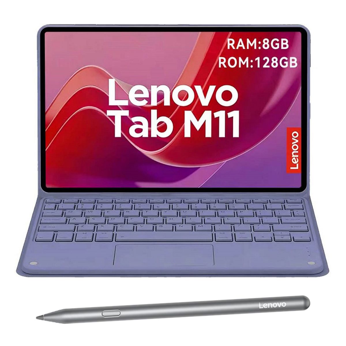 LENOVO - Tablet Lenovo M11 K10 8GB+128GB WiFi 11+Lápiz táctil Lenovo+Teclado Púrpura