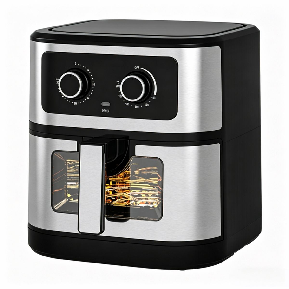 GENERICO - Freidora de Aire EWTTO EW-H805 6.7L  Acero Inoxidable, Ventana Visual, Doble Perilla