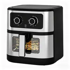 GENERICO - Freidora de Aire EWTTO EW-H805 6.7L Acero Inoxidable, Ventana Visual, Doble Perilla