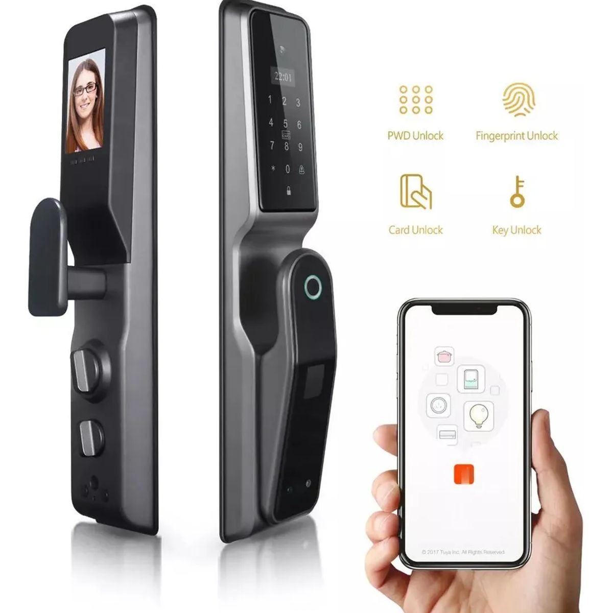 GENERICO - Cerradura Inteligente KUANGYE WiFi Huella App RFID IP65
